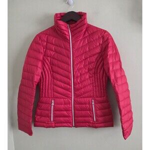 Kenneth Cole Reaction Red DuckDown Filled Puffer Coat Size M In Excellent